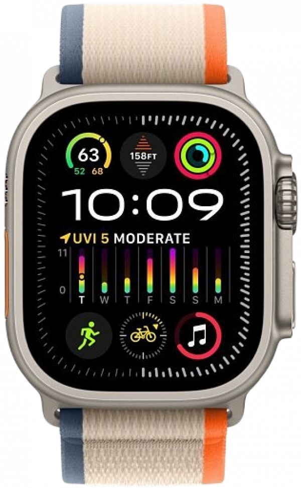 Apple Watch Ultra 2 49мм, корпус из титана, ремешок Trail цвета «оранжевый/бежевый»